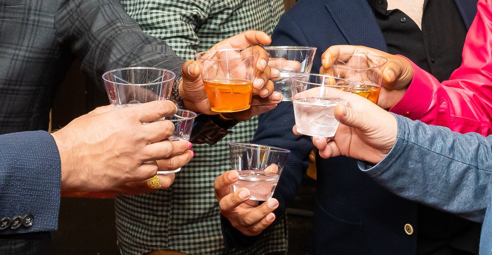 Dj faazil's birthday toast hands and tumblers