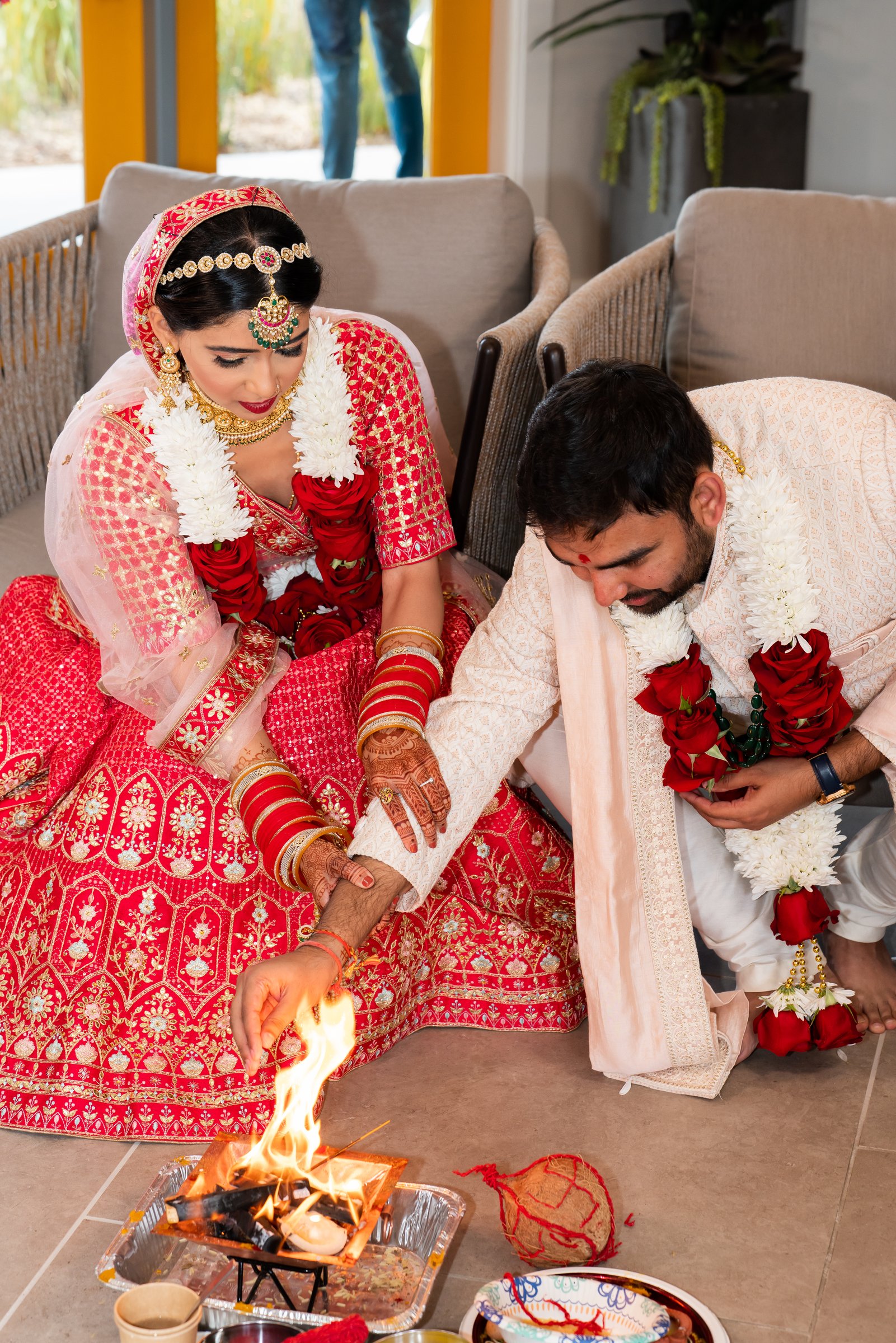 Kshitija and tanay havan fire hands and mehndi